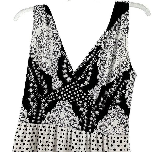 M.K.M Designs Maxi Dress Sleeveless Black White Patterned Casual Rockabilly Sm - Picture 7 of 8